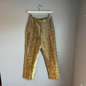 Racil Metallic Gold and Silver Straight Leg Trousers Festive Holiday Party SZ 6